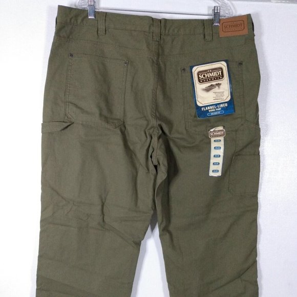 C.E. Schmidt Flannel Lined Carpenter Work Pants Relaxed Fit Green NEW Mens 42X30 - Picture 1 of 8